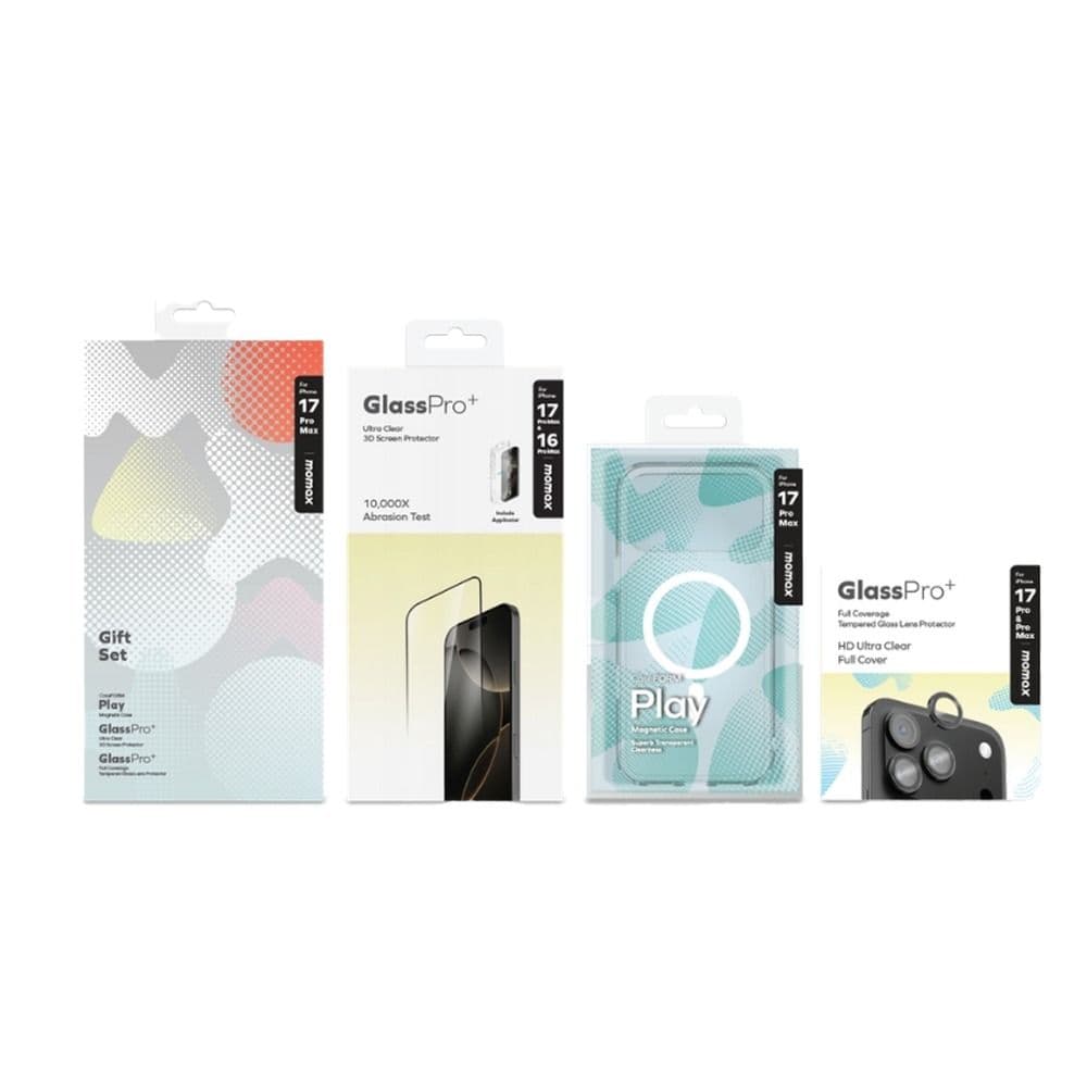 Momax iPhone 17 Pro Max Protection Bundle Set ( Case + Screen + Lens ) - Clear