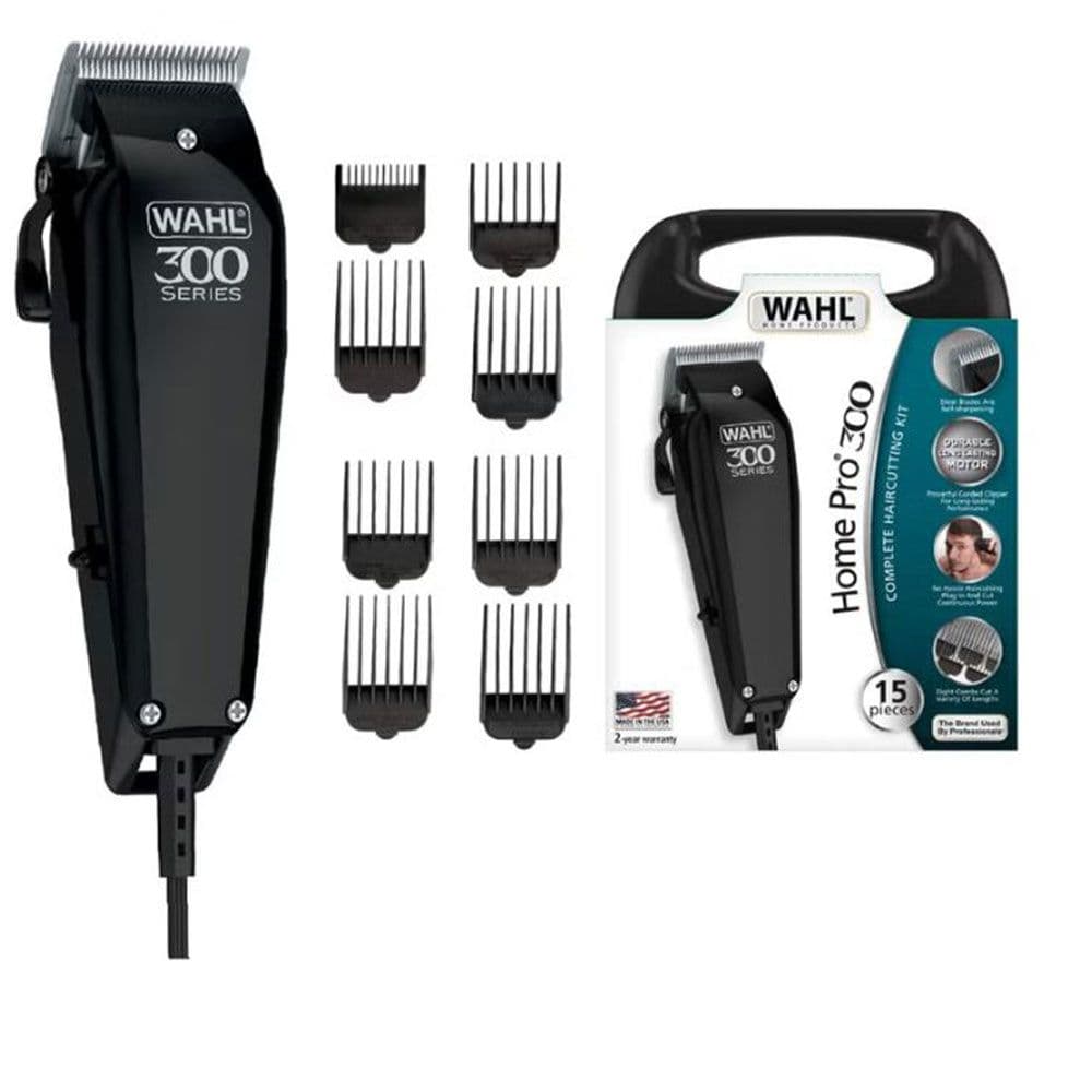 Wahl Home Pro 300 Corded Hair Clipper Kit – 14 Pieces – Black - 09247-1316