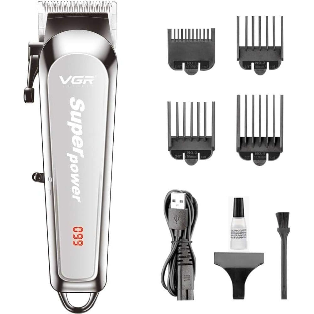 VGR V-060 Hair Clipper Set For Men Rechargeable Li-ion Battery 2000mAh 150 minutes Runtime - Silver 