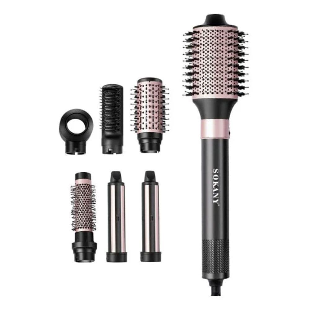 Sokany Hair Dryer Set 7*1 - 1500 Watt 200°C - Black - SK15018