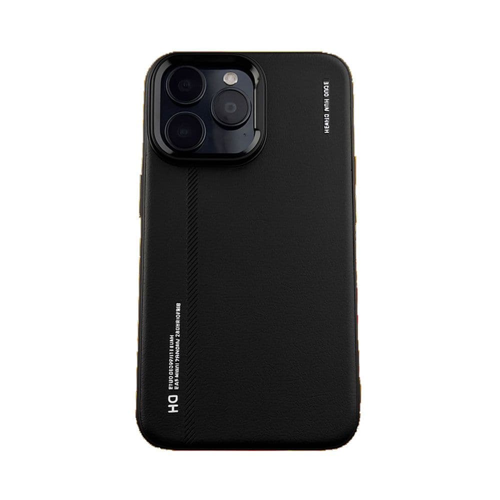HDD Leather Cover For iPhone 16 Pro Max With Camera Stand - Black