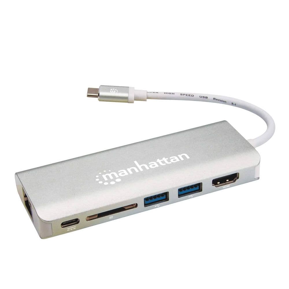 Manhattan SuperSpeed USB-C Multiport Adapter - 152075 - Gray