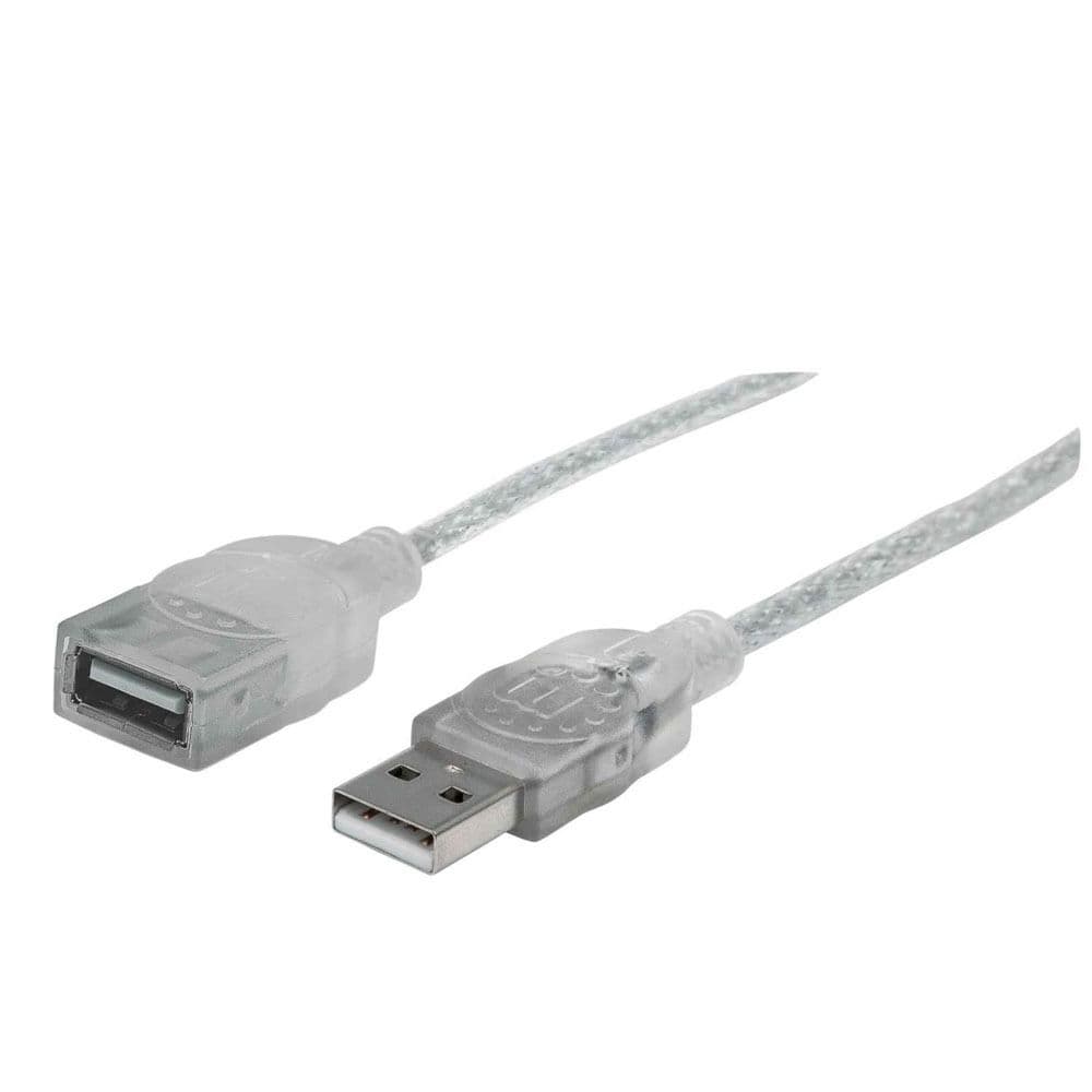 Manhattan Hi-Speed USB Extension Cable 336314 - Type-A Male to Type-A Female - 1.8 m (6 ft.) - Translucent Silver