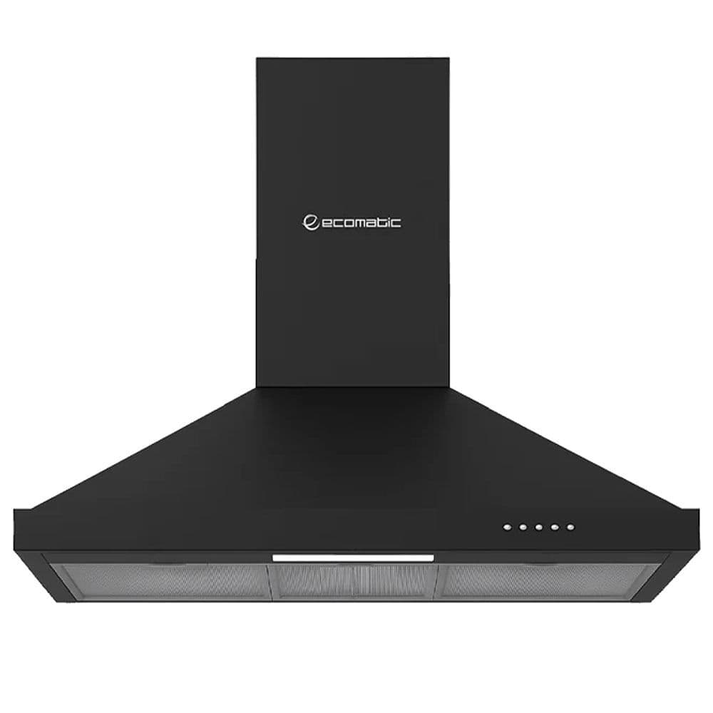 Ecomatic Pyramid Kitchen Hood 90 Cm With 1000 m³/h Suction Power - Black - H9310BKB