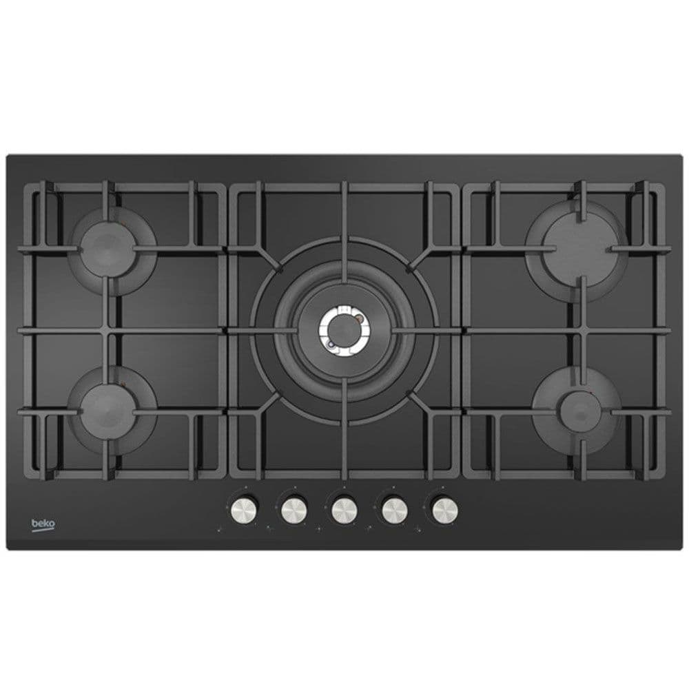 Beko Gas hob 5 burners 90 cm - full safety - automatic ignition - black glass - HISW95226SEL