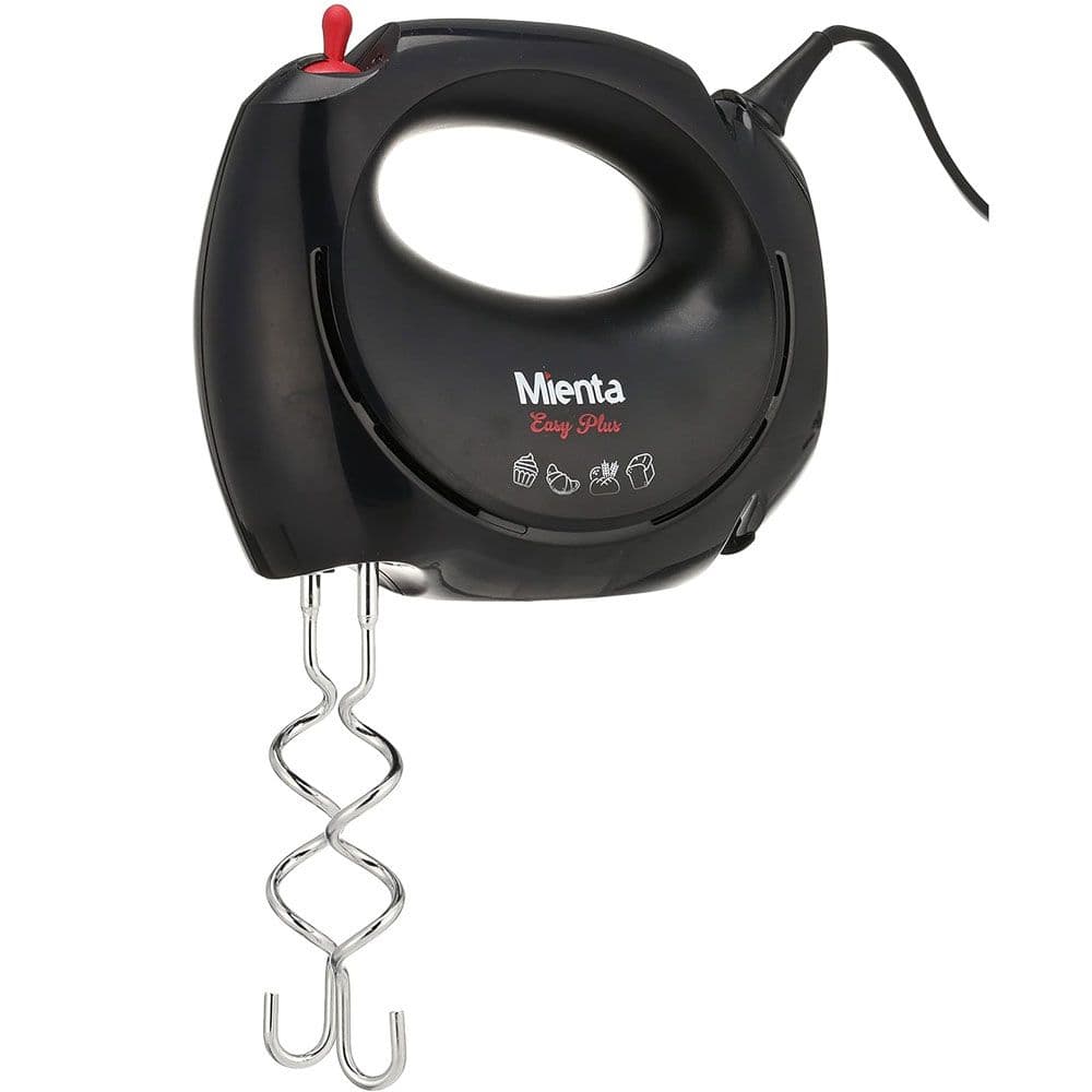 Mienta Hand Mixer Easy Plus 200 Watt - 2 Stainless Steel Whisks - Black - BT-BM1B