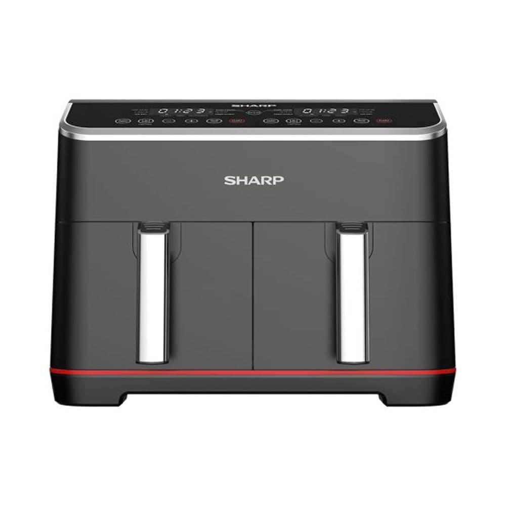 Sharp Air Fryer Dual Cook 8 Liter - 18000 Watt  Electronic Touch Screen - Stainless * Black - KF-DF80RT-EK2