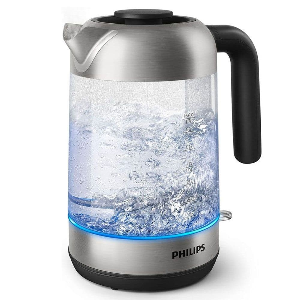Philips Series 5000 Glass Kettle 1.7Liter Stainless Steel, Crystal 2200Watt - Black* Silver - Hd9339/81