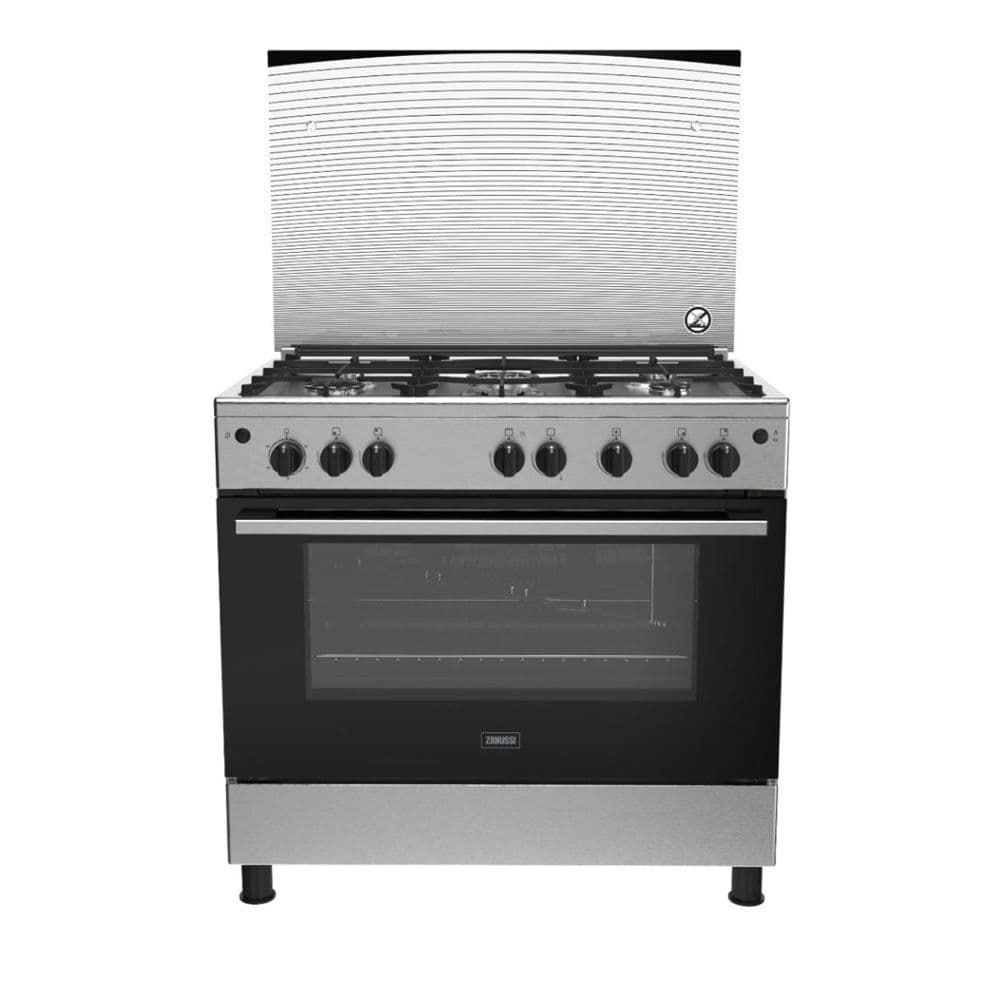 Zanussi Free Standing Cooker 90 - 5 Burner Gas Cooker - Steel Plus Full Safety - Stainless Steel Inox Sides - ZCG922A6XB - 6577