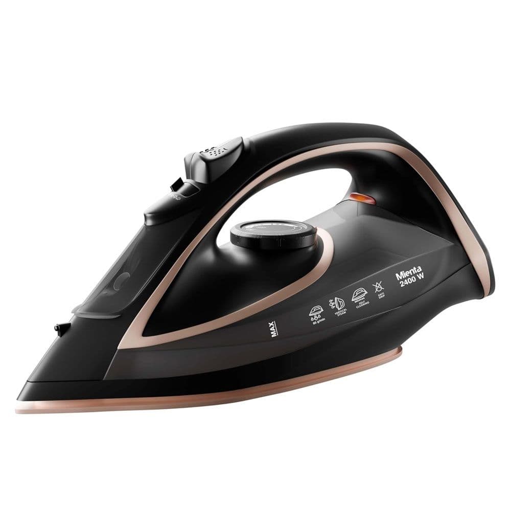 Mienta Steam Iron 2400 W Ceramic Soleplate - 400 ml Tank - Black*Gold - SI181640A