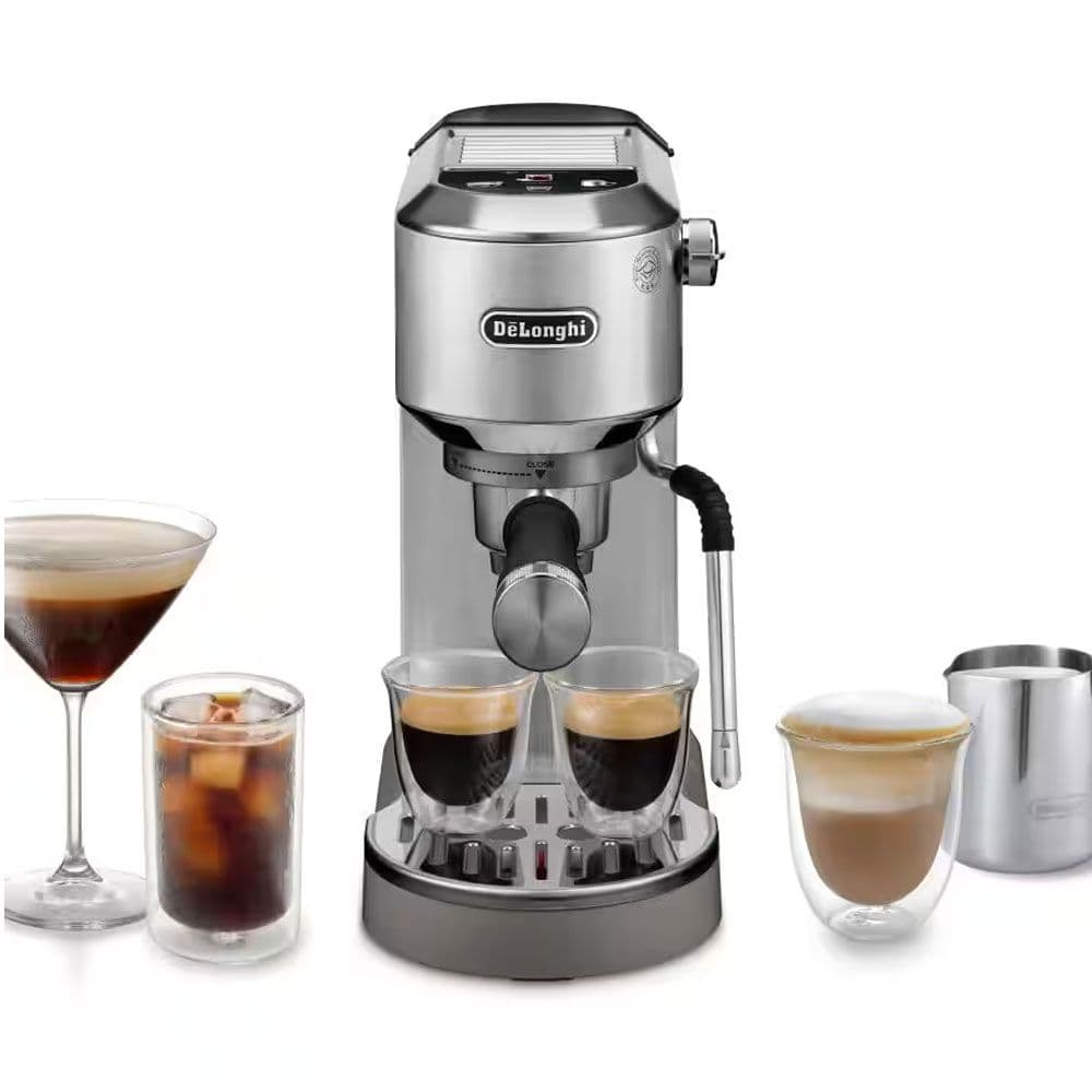 De'Longhi Dedica Duo Barista Coffee Machine with Pump, Espresso and Cold Brew 1 Liter - 1450 Watt - Silver- EC890.M