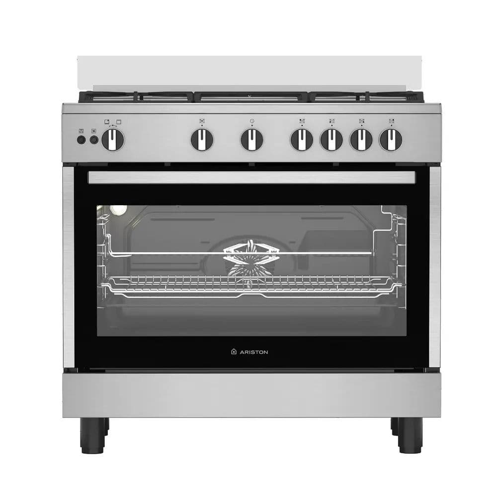 Ariston Gas Cooker 90 Cm 5 Burners Cast Iron Full Safety - Silver - ARR9GGF23127XJA