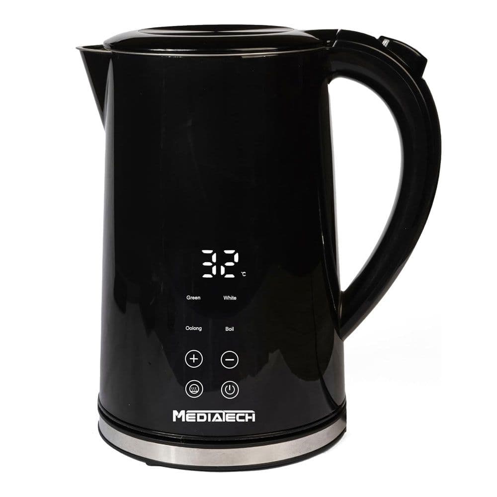Media Tech Digital Kettle 1.7 Liter 1850 Watt - Avero - With Temperature Selection Display - Black - MT-KDS001