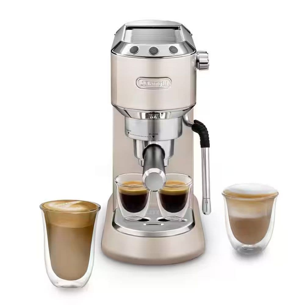 De'Longhi Dedica Arte Manual Espresso Coffee Maker With Milk Frothing Function -15 Bar - 1300 Watt - Beige Gold - EC885.BG