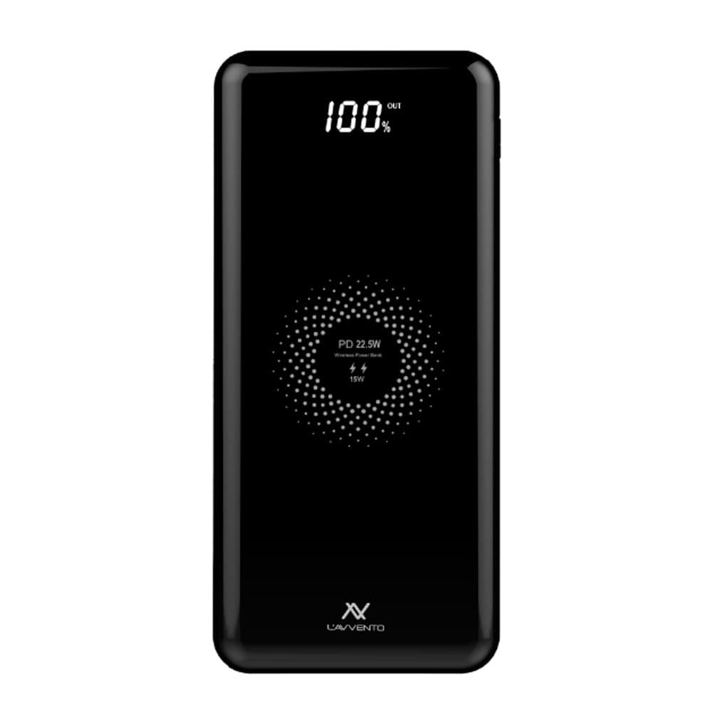 L'AVVENTO (MP125) Power Bank 10000mAh QI Wireless Fast Charger - Black