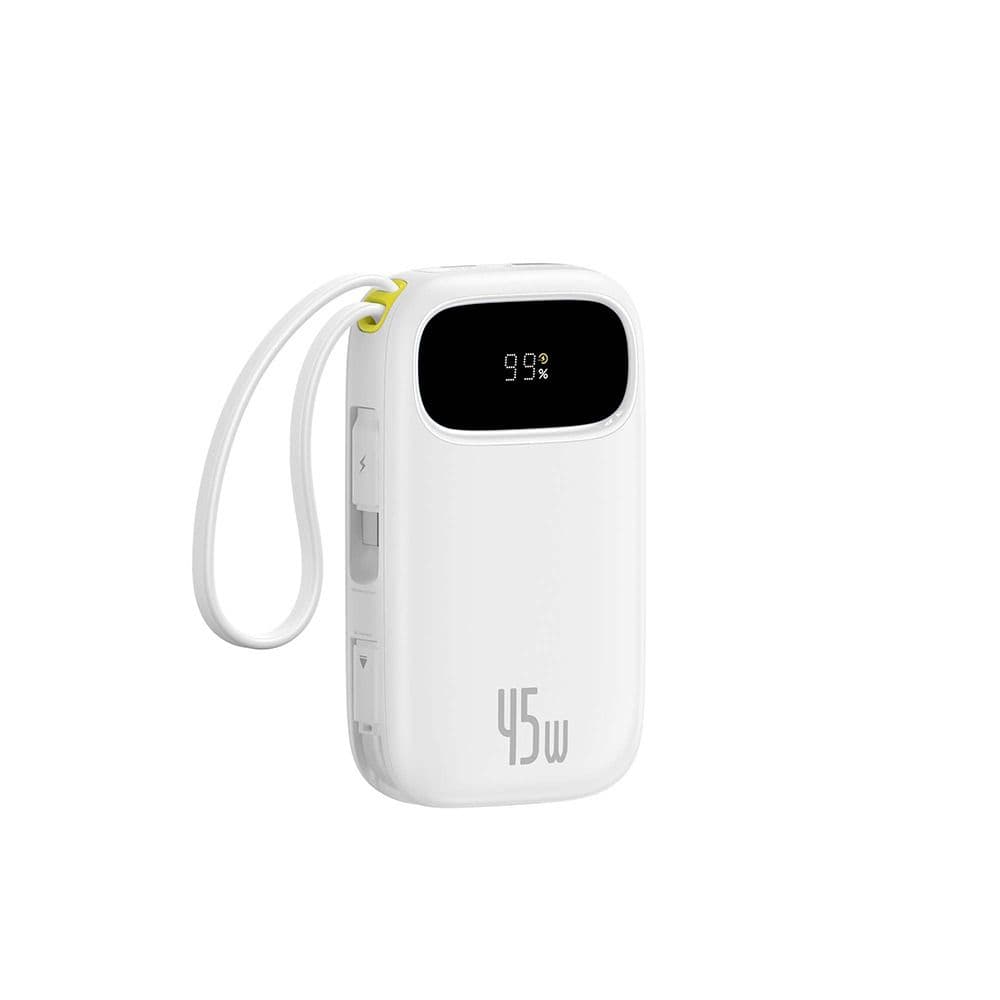 Baseus EnerFill FC31 Power Bank With 2 Built-in USB-C Cables 10000mAh 45W Digital Display - Moon White
