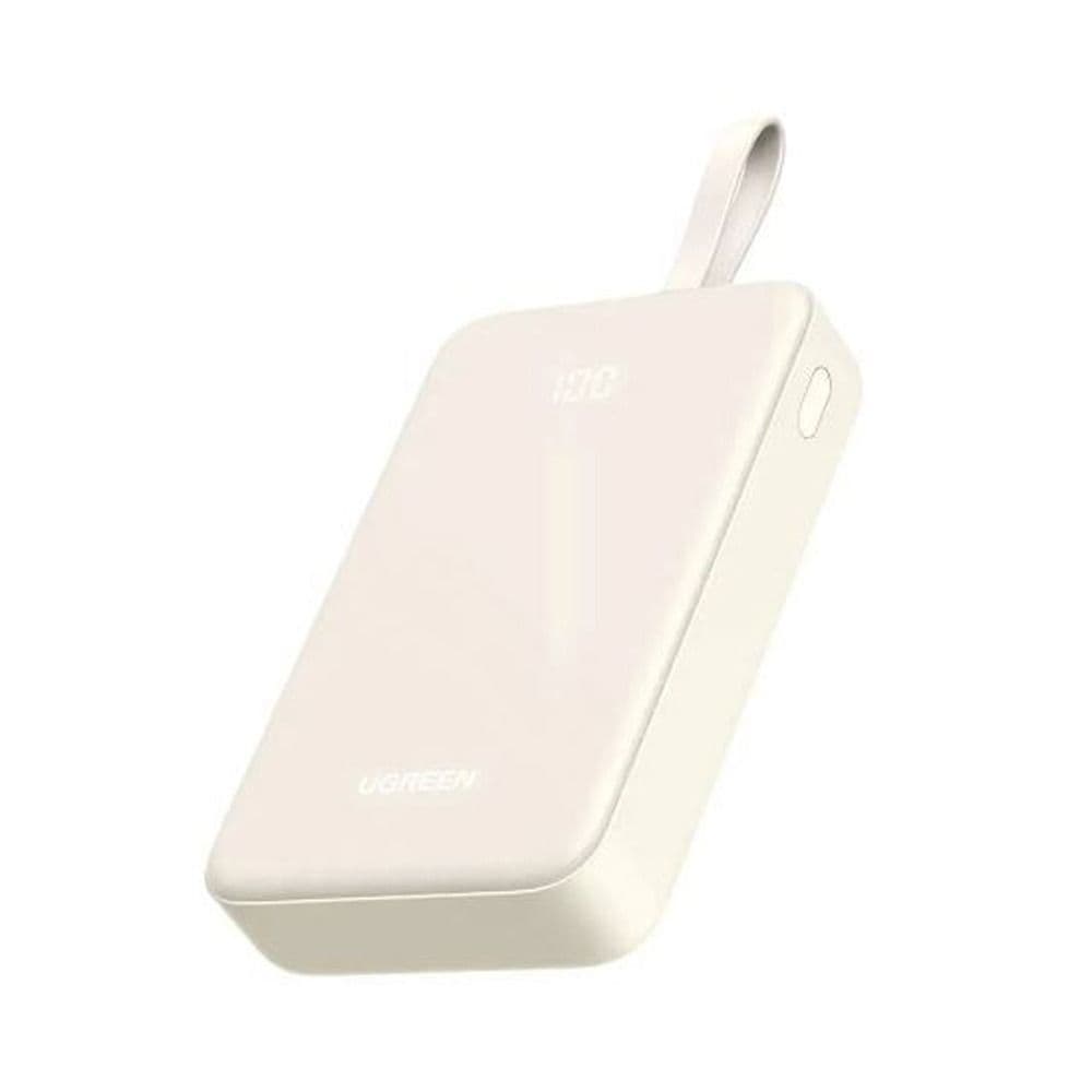 UGREEN PB521 Power Bank 20000mAh 30W Built in USB-C Cable - White