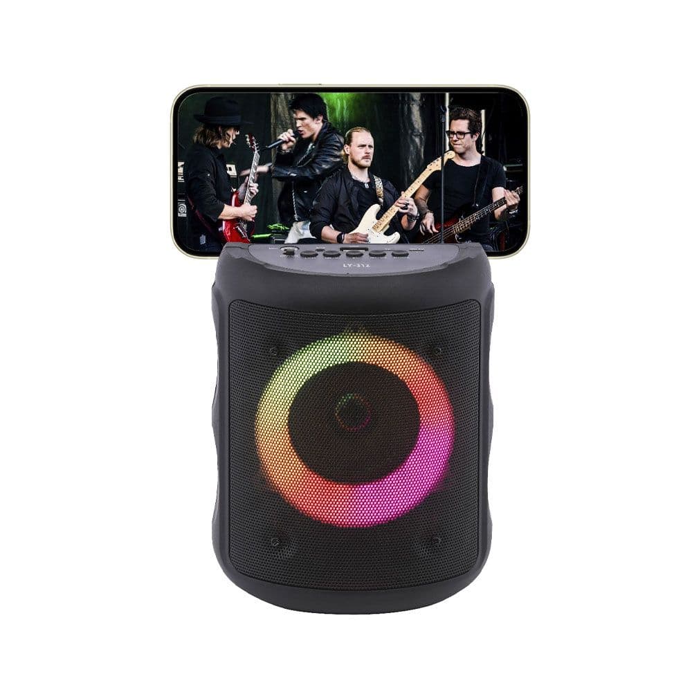 E-train (SP311) LED Cylindrical Rechargeable Portable Speaker 10W - Black