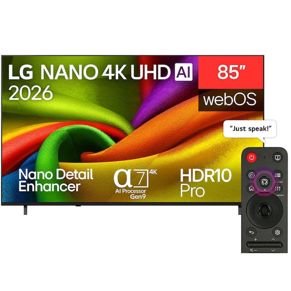 LG TV 85 Inch Nano 4K UHD AI NU84 Smart - 85NU840B6LA.AFU