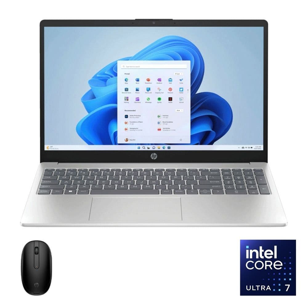 HP 15-fd2001ne Laptop - Intel® Core™ Ultra 7-255U - 16GB - 1TB SSD - Intel® Graphics - 15.6 FHD - Win11 - Natural silver