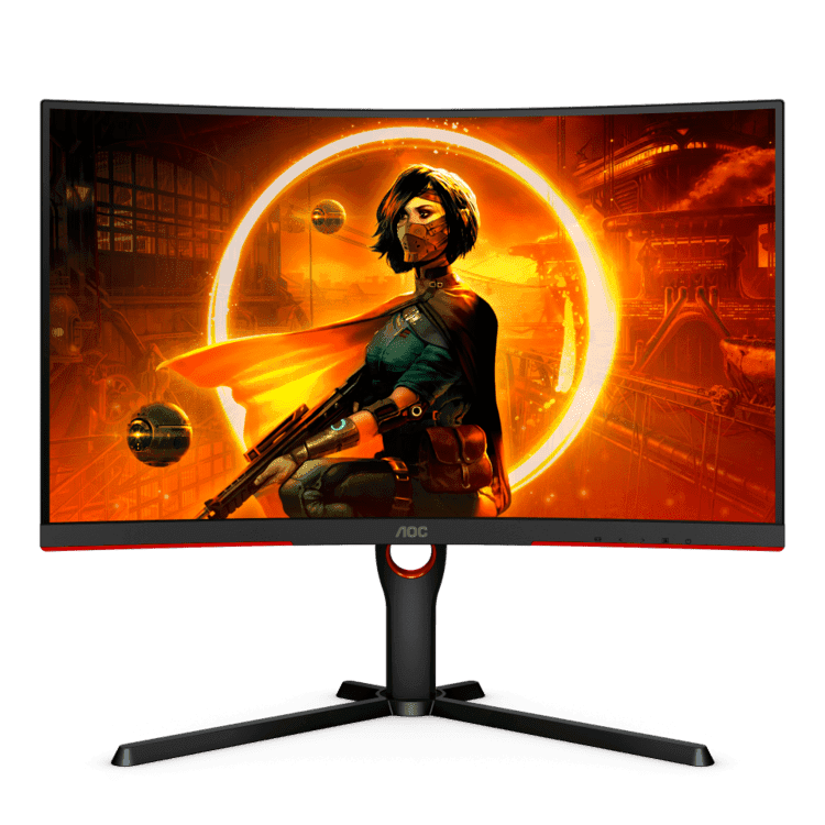 شاشة جيمنج منحنية AOC CQ27G3S مقاس 27 بوصة، دقة 2560x1440 QHD، لوحة VA، زمن استجابة 1ms، تردد 165Hz