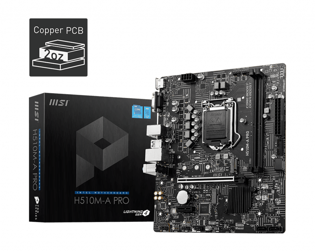 MSI H510M-A PRO LGA 1200 Intel H510 SATA 6Gb/s Micro ATX Intel Motherboard (Only With Ci5 11400F)