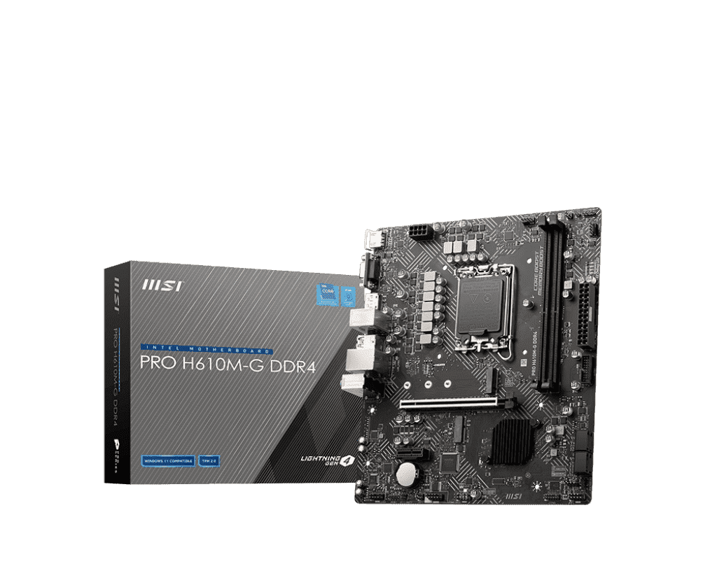 لوحة أم ام اس اي PRO H610M-G DDR4 (mATX، معالج انتل Core الجيل 12، مقبس LGA 1700، DDR4، PCIe 4، 2.5G LAN، M.2 Slots، USB 3.2)
