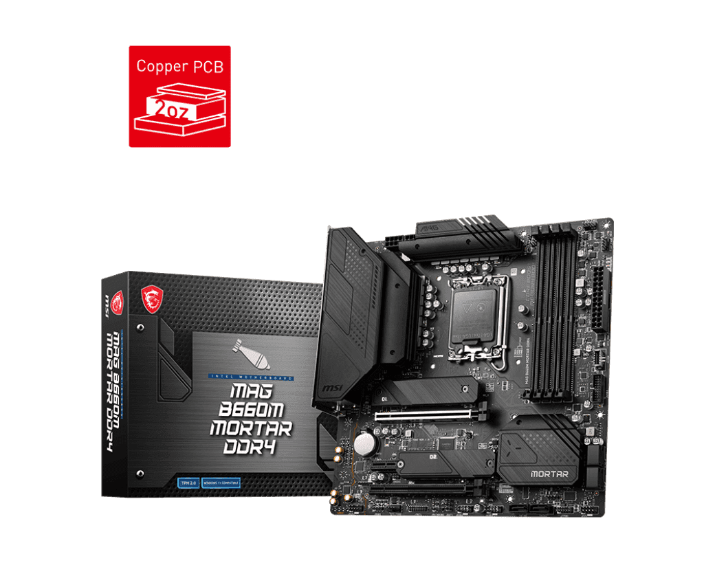 لوحة أم جيمنج ام اس اي MAG B660M Mortar DDR4 (mATX, انتل الجيل 12, سوكيت LGA 1700, DDR4, PCIe 4, 2.5G LAN, M.2)