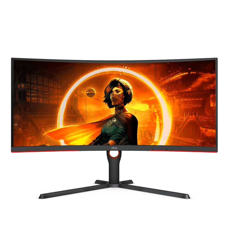 AOC CU34G3S 34″ Frameless Curved Ultra wide Gaming Monitor, VA, WQHD 3440 x1440, 165Hz 1ms,HDR10 Height Adjustable