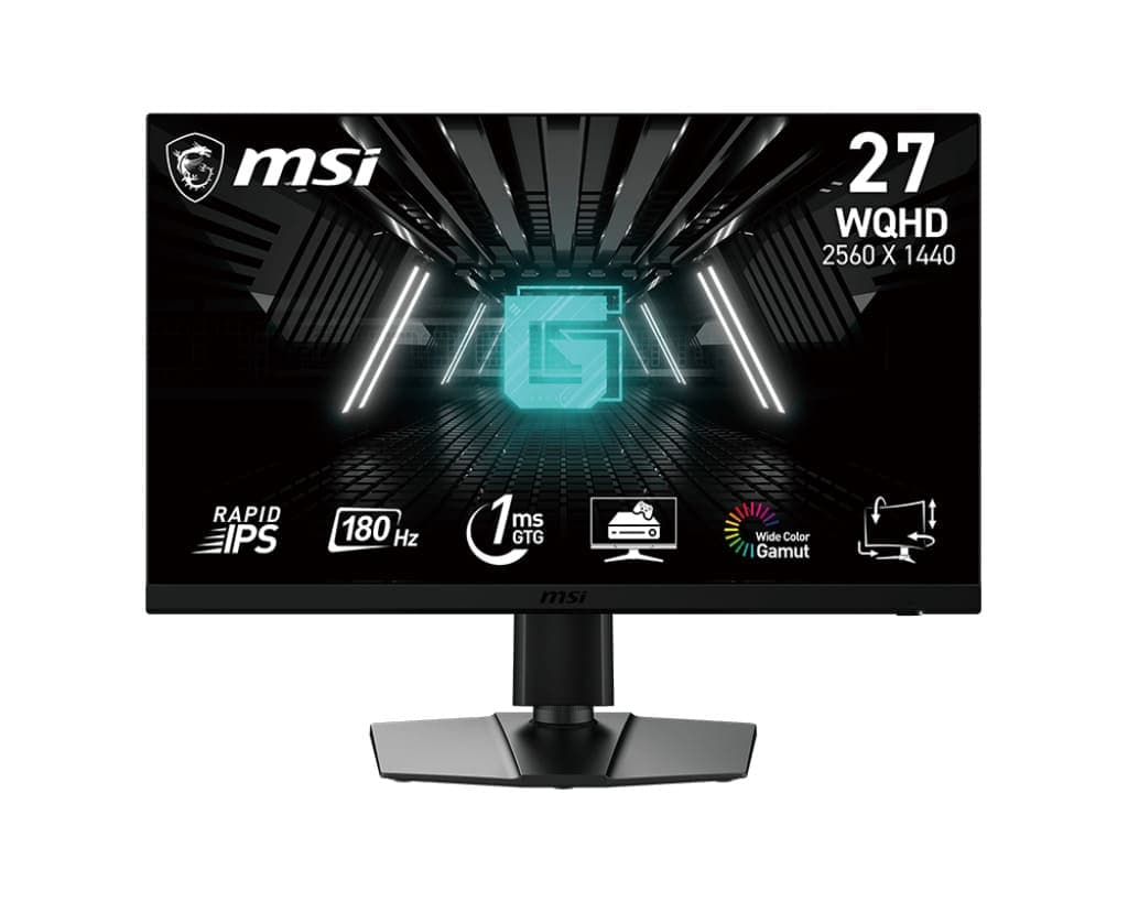 شاشة جيمنج ام اس اي G272QPF E2 مقاس 27 بوصة بدقة 2K QHD، لوحة Rapid IPS، تردد 180Hz، استجابة 1ms، تدعم HDR و AMD FreeSync، حامل قابل للتعديل