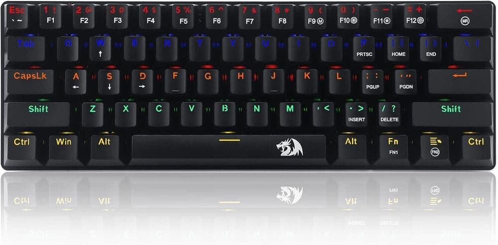 كيبورد جيمنج ميكانيكي ريدراجون K613 JAX 60% - سويتش أزرق - إضاءة Rainbow - أسود