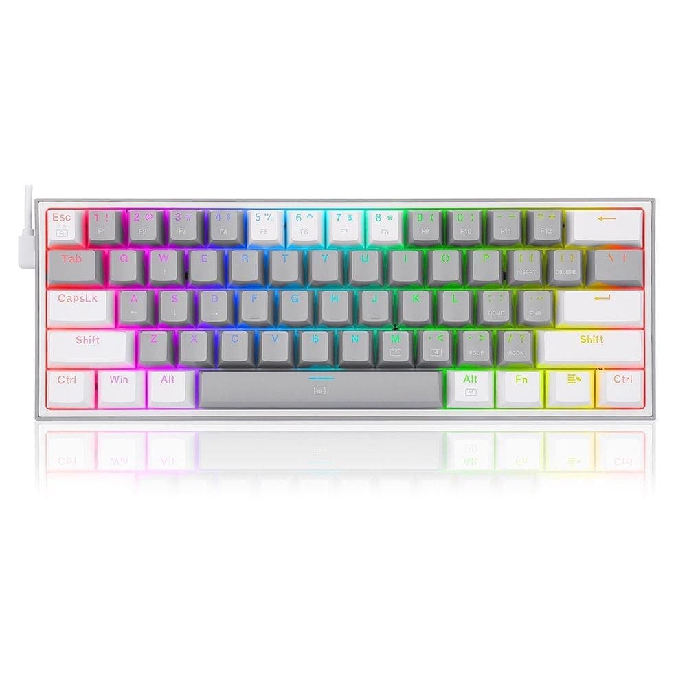 كيبورد ريدراجون K617 FIZZ جيمنج 60% RGB ميكانيكي 61 مفتاح أبيض ورمادي سويتش أحمر خطي