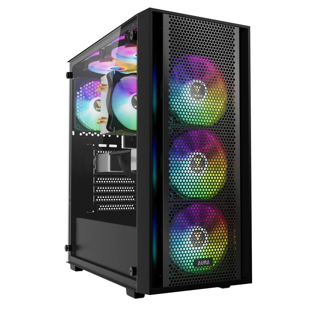 Gamdias Aura GC2 Elite 4 ARGB Fans Mid Tower Case + Gamdias Aura GP750 750W 80+ Power Supply