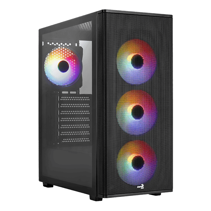 AeroCool Designer 4 ARGB Fans Mid-Tower Black Case + VX Plus 650W Power Supply