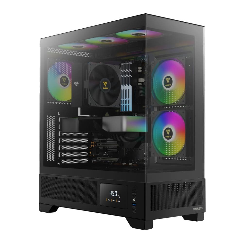 Gamdias Atlas M1 Black 3 ARGB Fans Mid Tower Case + Monitoring Panel