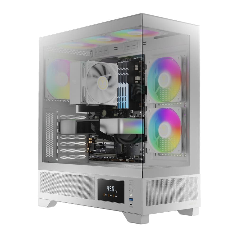 Gamdias Atlas M1 White 3 ARGB Fans Mid Tower Case + Monitoring Panel
