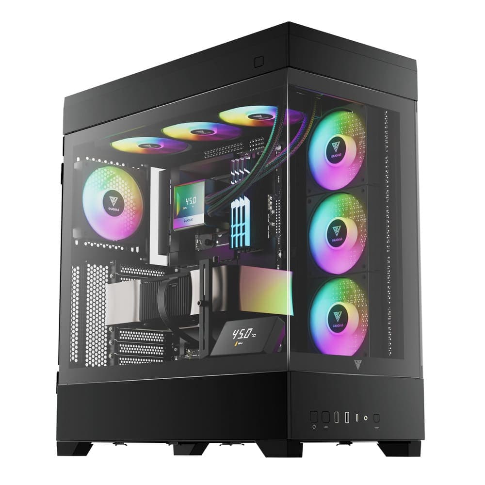 Gamdias Atlas P1 BTF Black 4 ARGB Fans Mid Tower Case + Adjustable Magnetic Monitoring Panel