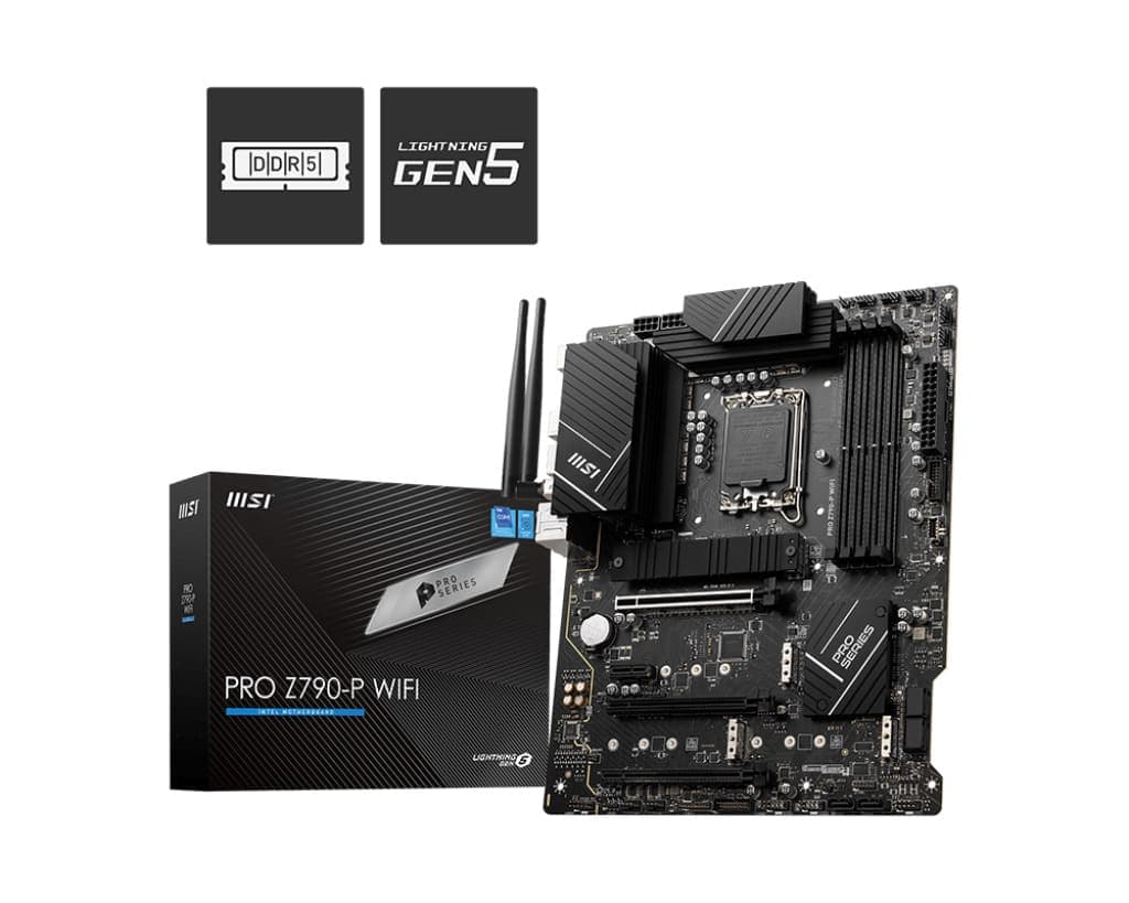 MSI PRO Z790-P WIFI DDR5 Gaming Motherboard (Supports 12th/13th/14th Gen Intel Processors, LGA 1700, DDR5, PCIe 5.0, M.2, 2.5Gbps LAN, USB 3.2 Gen2, Wi-Fi 6E, ATX)