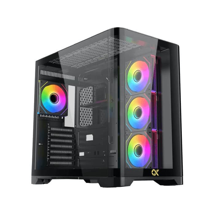 Xigmatek Crystal Storm 4 Fan PWM Argb Curved TG + Asgard 750W 80+ Bronze Mid Tower Case