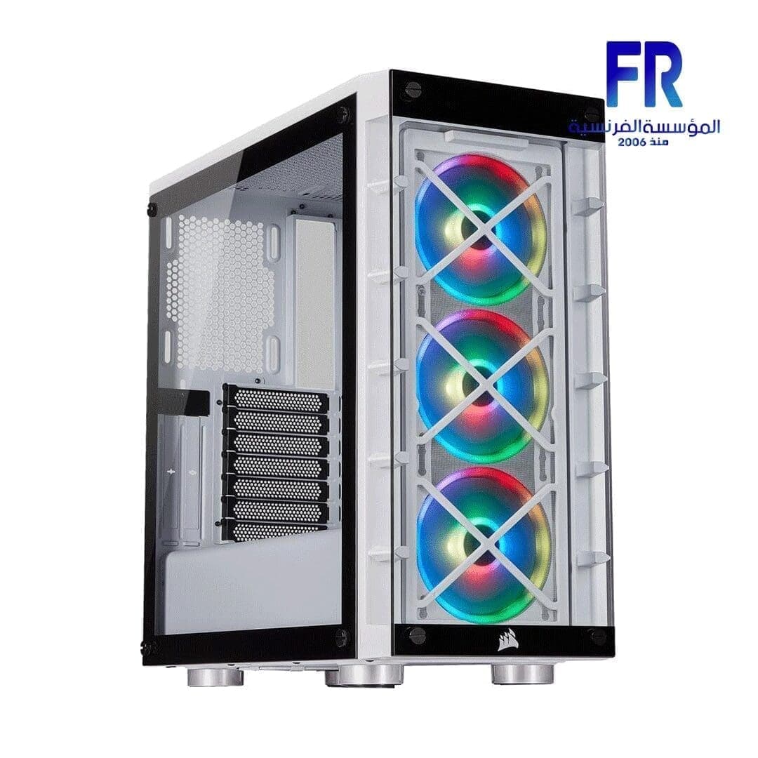 كيسة كورسير Crystal Icue 465X RGB Mid Tower - أبيض