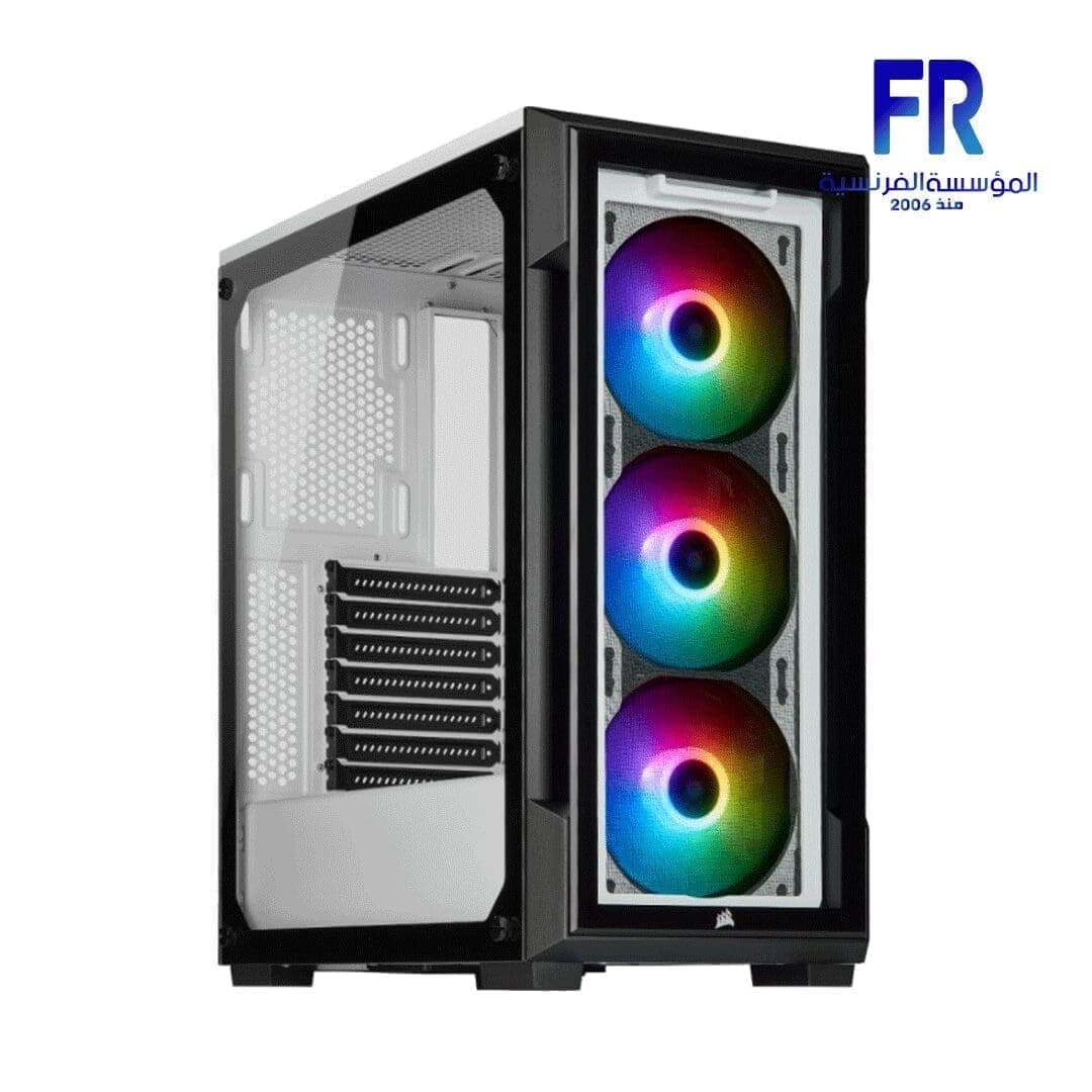 كورسير Icue 220T RGB Front Glass Edition كيس كمبيوتر Mid Tower أبيض