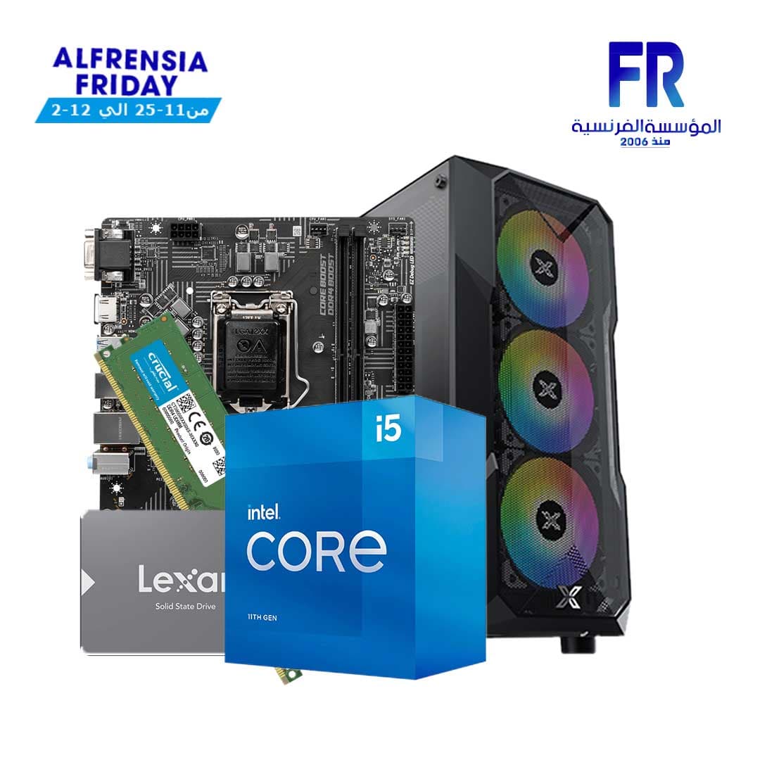 تجميعة جيمنج Alfrensia Friday بمعالج I5-11400 ولوحة أم H510M ورام 8Gb Ddr4 وهارد 128Gb Ssd Moon Knight