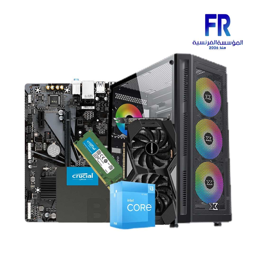 تجميعة جيمنج Alfrensia Friday بمعالج I3-12100F ولوحة أم H610M ورام 8Gb Ddr4 وهارد 240Gb Ssd وكرت شاشة Gtx 1660 Ti Oc Master X