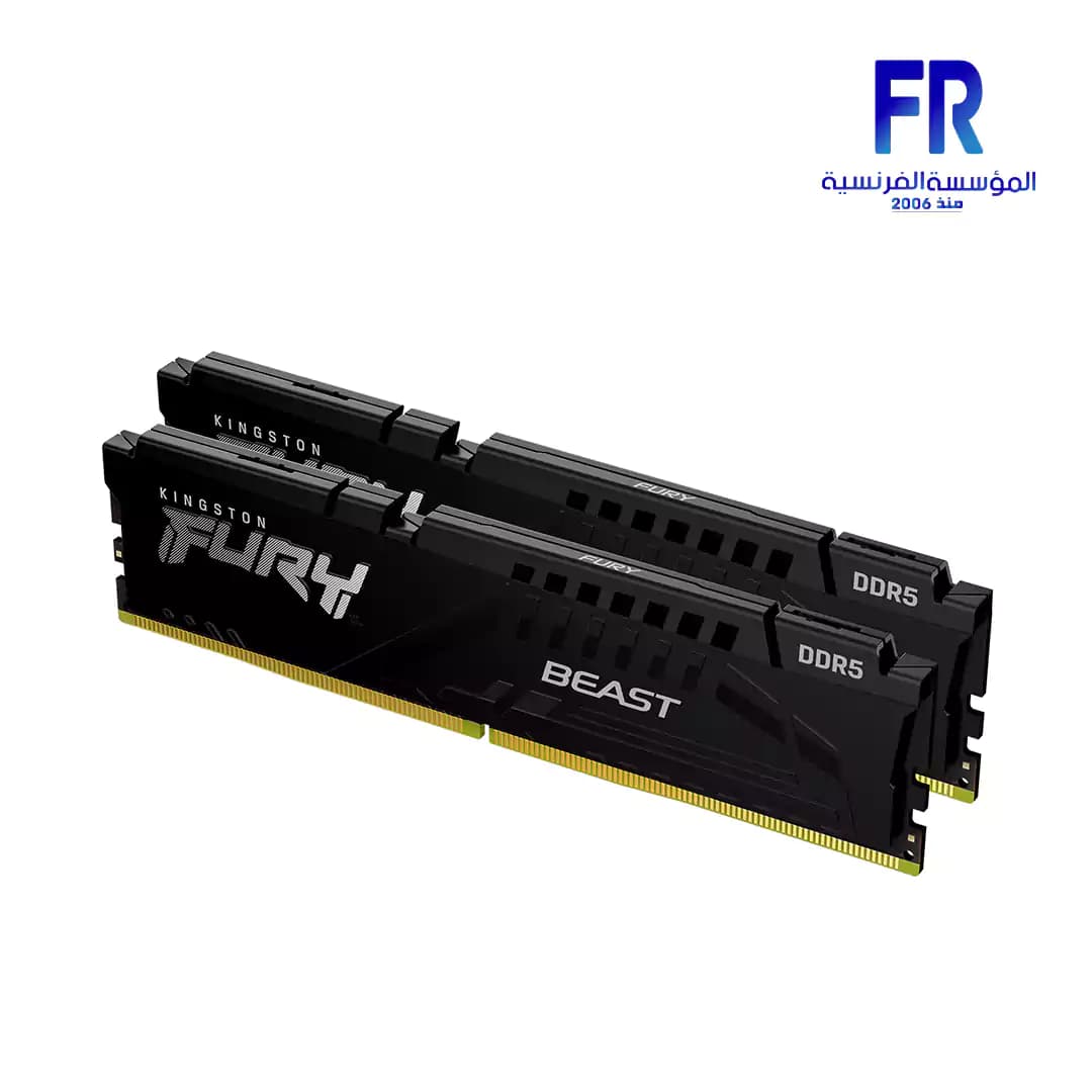 رام كينجستون Fury Beast سعة 32GB (2x16GB) DDR5 بتردد 5200Mhz للكمبيوتر المكتبي