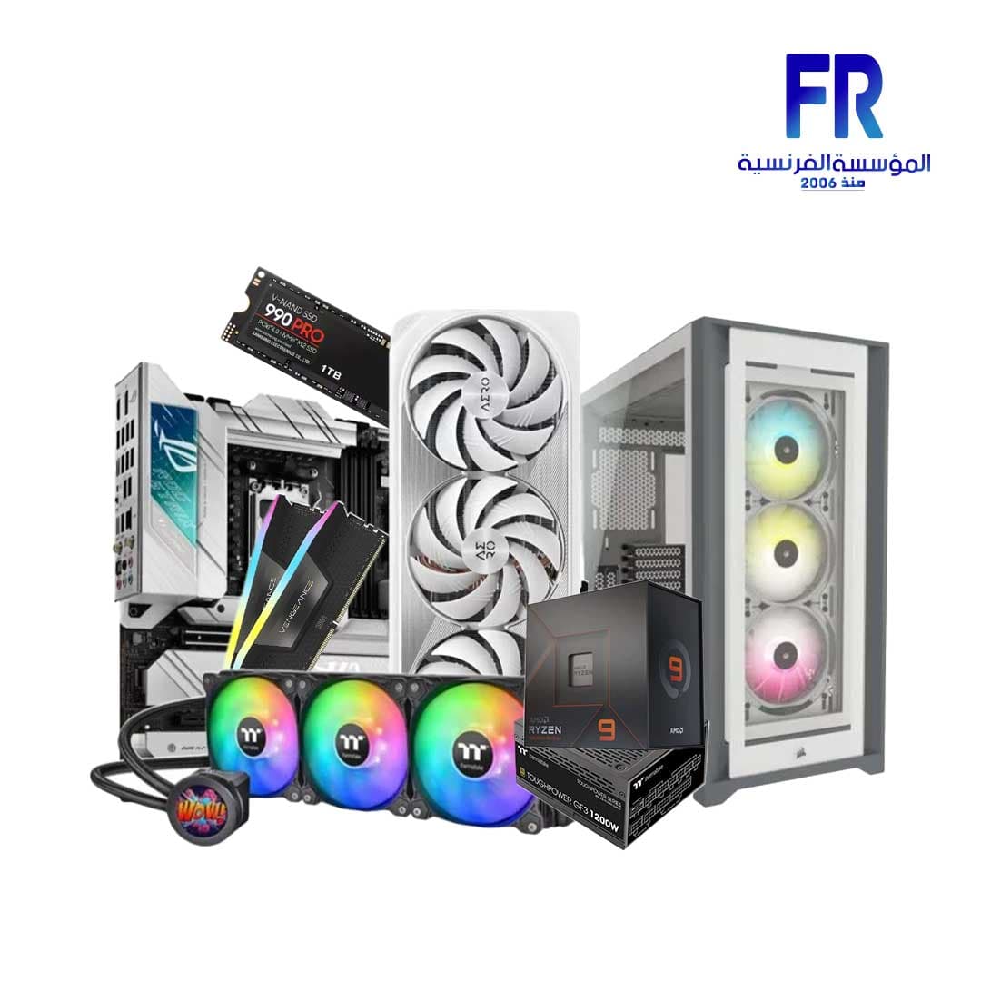 Alfrensia Summer Offers #20 Ryzen 9 7950X Am5 – Rog Strix X670E-A Gaming Wifi – 96Gb (2X48Gb) Ddr5 RGB – Floe Ultra 360 360Mm RGB Aio Liquid Cpu Cooler – 990 Pro 1Tb M.2 Nvme – Rtx4090 Oc Gddr6X – Icue 5000X RGB Tempered Glass White Mid Tower – Gf3 1200W 80 Plus Gold Tt Premium Edition Pcie 5.0 Fully Modular Gaming Build