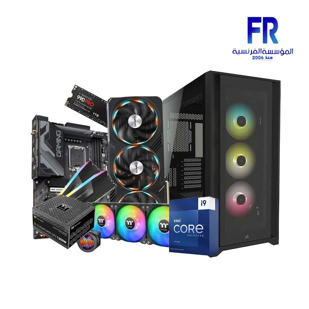 تجميعة جيمنج Alfrensia Summer Offers #19 بمعالج I9 13900Kf ولوحة أم Z790 ورام 96Gb (2X48Gb) Ddr5 RGB وتبريد مائي Floe Ultra 360 360Mm RGB Aio وهارد 990 Pro 1Tb M.2 Nvme وكرت شاشة Rtx4090 Oc 24Gb Gddr6X وكيس Icue 5000X RGB Tempered Glass Black Mid Tower وباور Gf3 1200W 80 Plus Gold Tt Premium Edition Pcie 5.0 Fully Modular