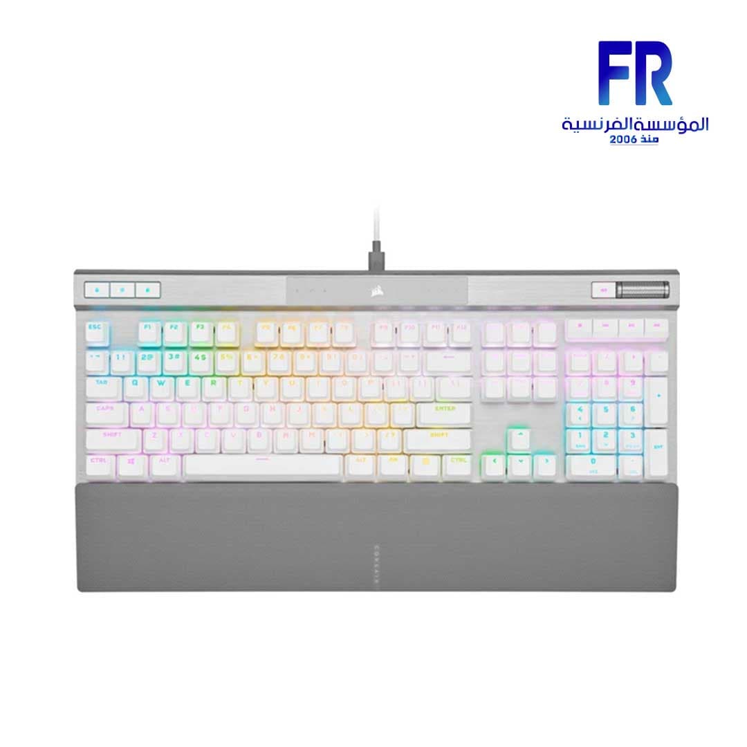 كيبورد جيمنج ميكانيكي كورسير K70 Pro RGB ضوئي مع أغطية مفاتيح PBT Double Shot لون أبيض