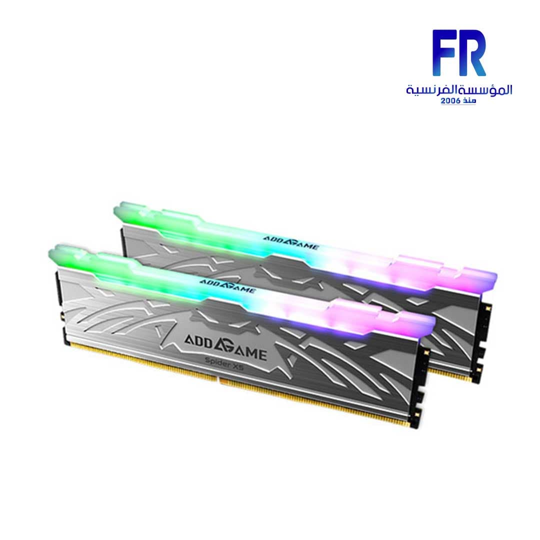 رامات ديسكتوب Addlink AddGame Spider X5 سعة 32GB (2X16GB) DDR5 6000Mhz CL38 RGB لون فضي
