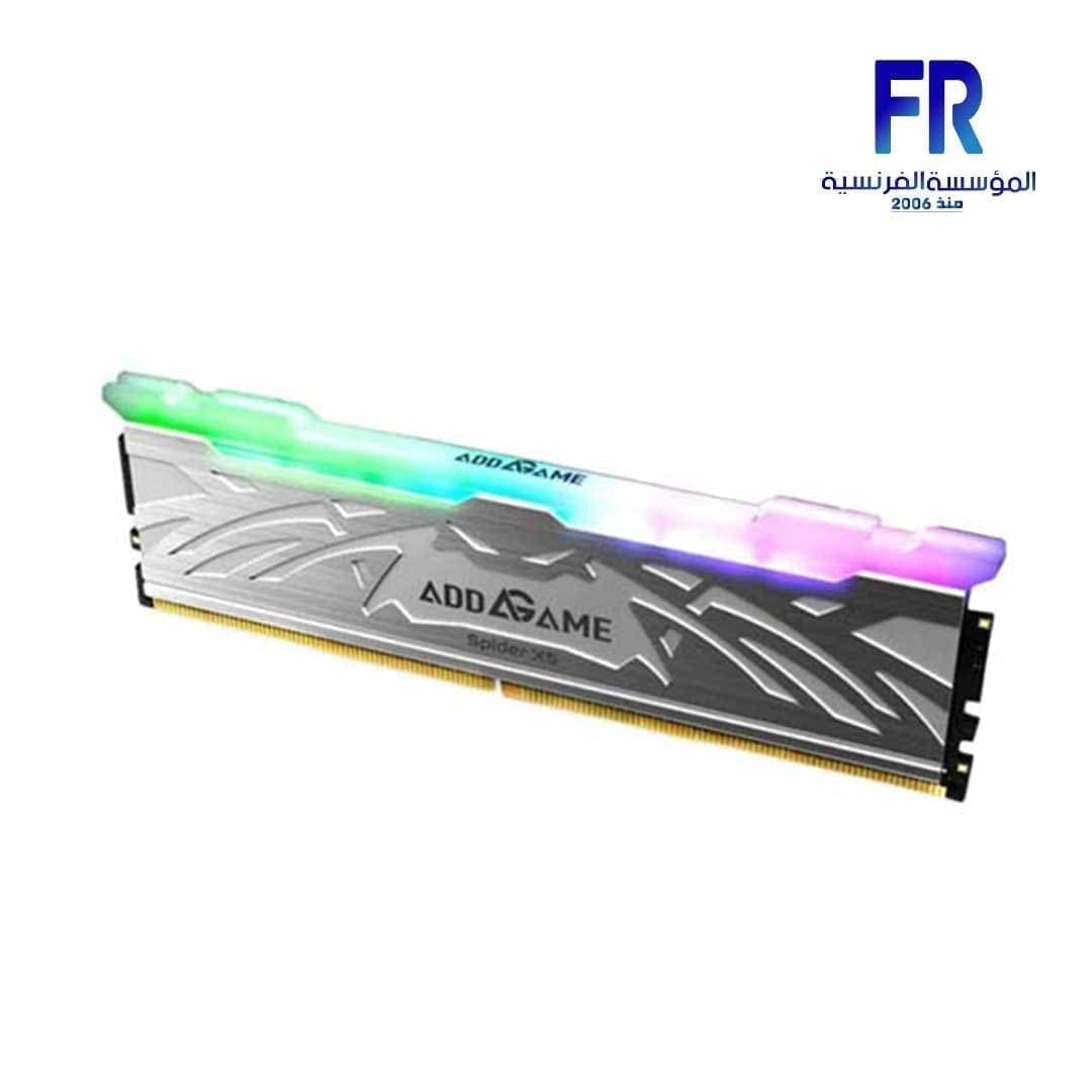 رامات ديسكتوب Addlink AddGame Spider X5 سعة 16GB DDR5 6400Mhz CL38 RGB لون فضي