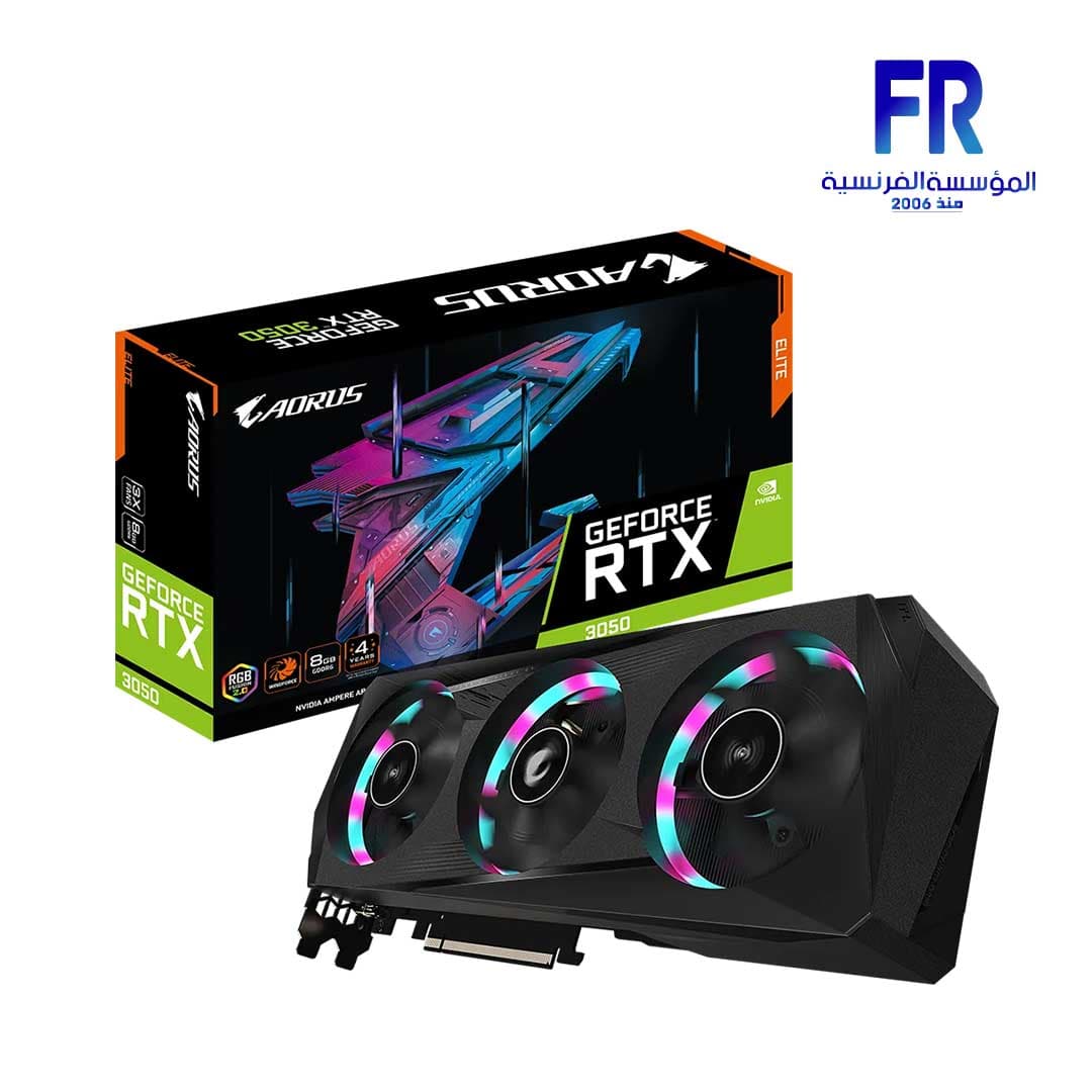كرت شاشة جيجابايت RTX 3050 Aours Elite 8Gb